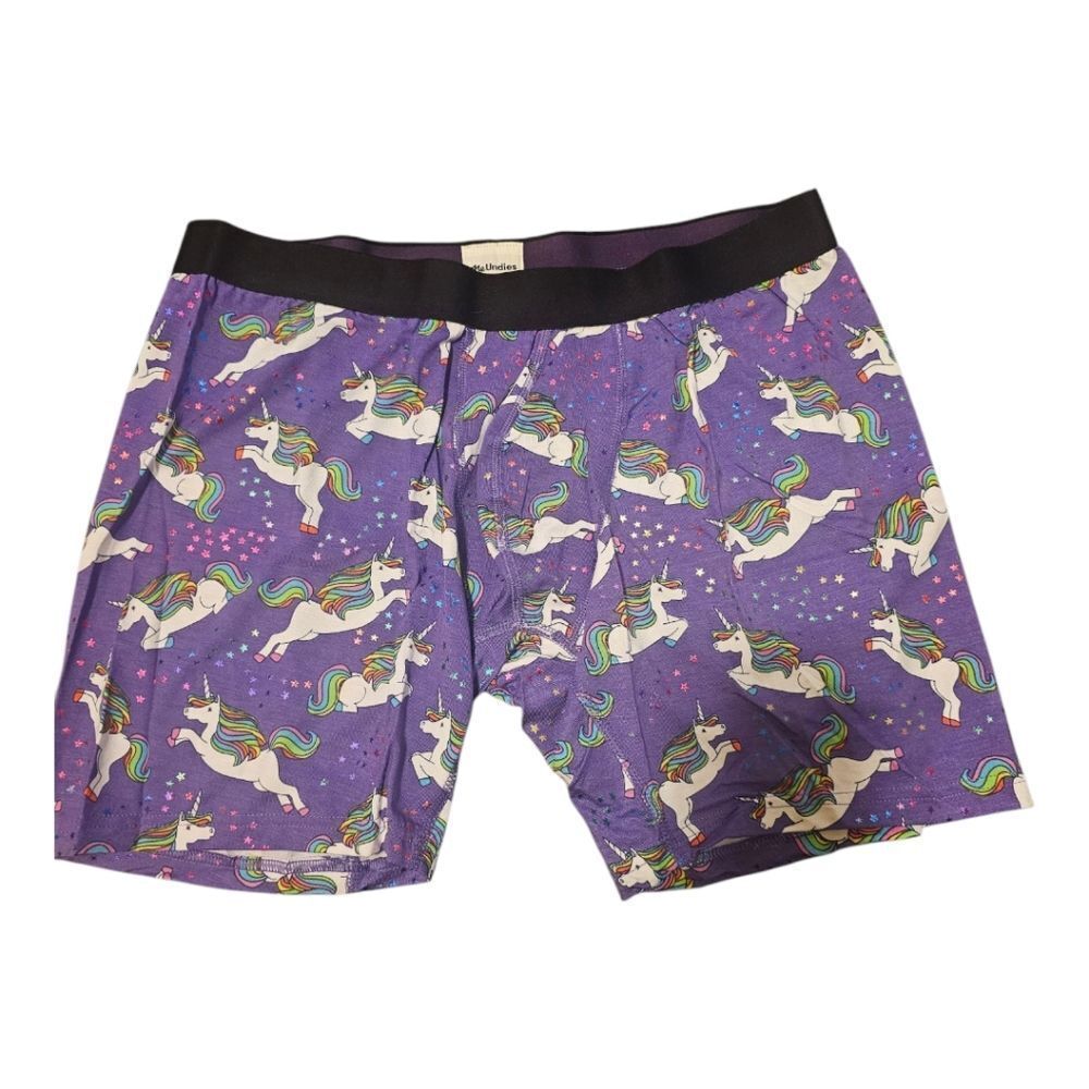 MeUndies NWOT Purple Micromodal Flying Unicorn‎ & Stars Boxer Briefs - Size XL